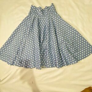 Collectif Blue & White Polka Dot Circle Skirt